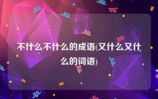 不什么不什么的成语(又什么又什么的词语)