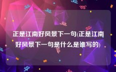 正是江南好风景下一句(正是江南好风景下一句是什么是谁写的)