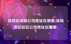 货拉拉深圳公司地址在哪里(深圳货拉拉总公司地址在哪里)