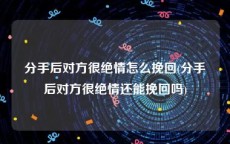 分手后对方很绝情怎么挽回(分手后对方很绝情还能挽回吗)