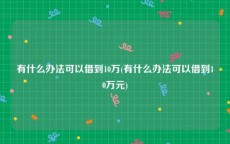 有什么办法可以借到10万(有什么办法可以借到10万元)