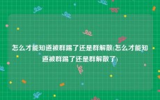 怎么才能知道被群踢了还是群解散(怎么才能知道被群踢了还是群解散了)