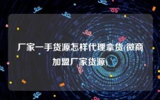 厂家一手货源怎样代理拿货(微商加盟厂家货源)
