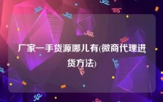 厂家一手货源哪儿有(微商代理进货方法)