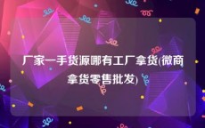 厂家一手货源哪有工厂拿货(微商拿货零售批发)