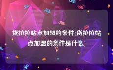 货拉拉站点加盟的条件(货拉拉站点加盟的条件是什么)