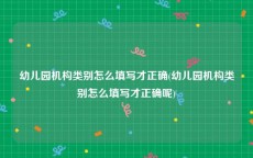 幼儿园机构类别怎么填写才正确(幼儿园机构类别怎么填写才正确呢)