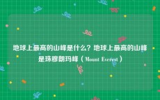 地球上最高的山峰是什么？地球上最高的山峰是珠穆朗玛峰（Mount Everest）