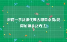 微商一手货源代理去哪里拿货(微商加盟拿货方法)