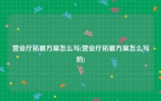营业厅拓展方案怎么写(营业厅拓展方案怎么写的)