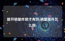 提升销量咋做才有效(销量提升怎么做)