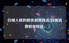 白领人群的群体消费特点(白领消费群体特征)