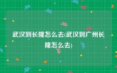 武汉到长隆怎么去(武汉到广州长隆怎么去)