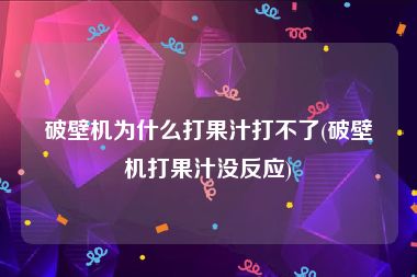 破壁机为什么打果汁打不了(破壁机打果汁没反应)