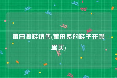 莆田潮鞋销售(莆田系的鞋子在哪里买)
