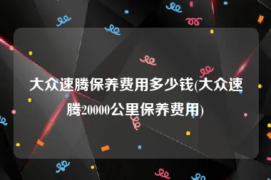 大众速腾保养费用多少钱(大众速腾20000公里保养费用)