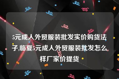 5元成人外贸服装批发实价购货法子,临夏5元成人外贸服装批发怎么样厂家价提货