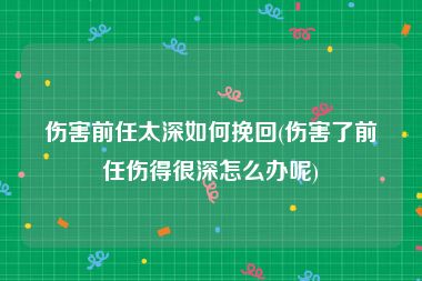 伤害前任太深如何挽回(伤害了前任伤得很深怎么办呢)