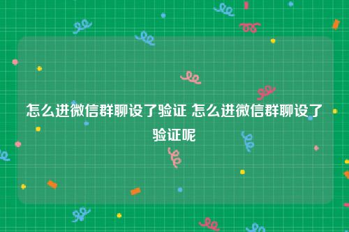 怎么进微信群聊设了验证 怎么进微信群聊设了验证呢