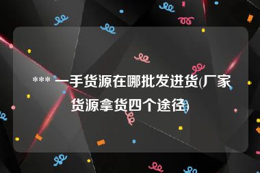  *** 一手货源在哪批发进货(厂家货源拿货四个途径)