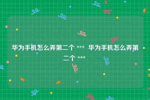 华为手机怎么弄第二个 ***  华为手机怎么弄第二个 *** 