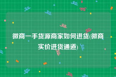 微商一手货源商家如何进货(微商实价进货通道)