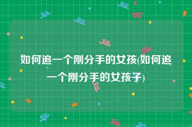 如何追一个刚分手的女孩(如何追一个刚分手的女孩子)