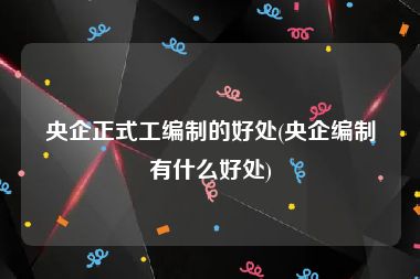 央企正式工编制的好处(央企编制有什么好处)