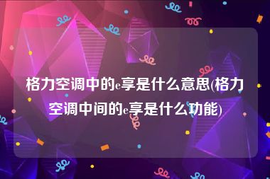 格力空调中的e享是什么意思(格力空调中间的e享是什么功能)