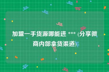 加盟一手货源哪能进 *** (分享微商内部拿货渠道)