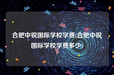 合肥中锐国际学校学费(合肥中锐国际学校学费多少)