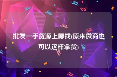 批发一手货源上哪找(原来微商也可以这样拿货)