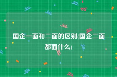 国企一面和二面的区别(国企二面都面什么)
