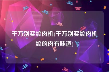 千万别买绞肉机(千万别买绞肉机绞的肉有味道)