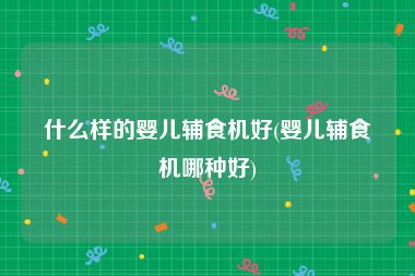 什么样的婴儿辅食机好(婴儿辅食机哪种好)