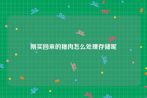 刚买回来的猪肉怎么处理存储呢
