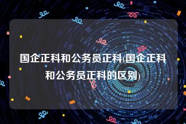 国企正科和公务员正科(国企正科和公务员正科的区别)