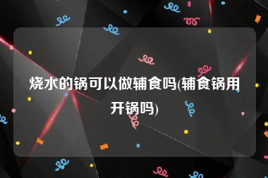 烧水的锅可以做辅食吗(辅食锅用开锅吗)