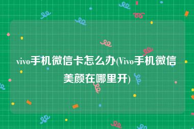 vivo手机微信卡怎么办(Vivo手机微信美颜在哪里开)