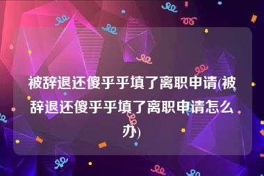 被辞退还傻乎乎填了离职申请(被辞退还傻乎乎填了离职申请怎么办)