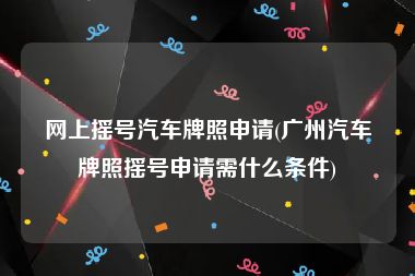网上摇号汽车牌照申请(广州汽车牌照摇号申请需什么条件)