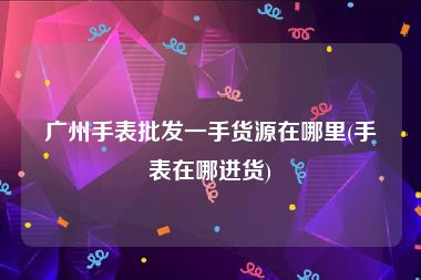 广州手表批发一手货源在哪里(手表在哪进货)