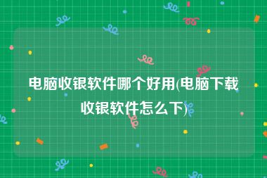 电脑收银软件哪个好用(电脑下载收银软件怎么下)