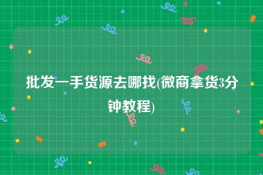 批发一手货源去哪找(微商拿货3分钟教程)