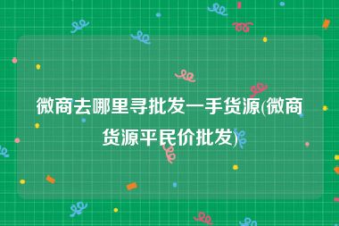 微商去哪里寻批发一手货源(微商货源平民价批发)