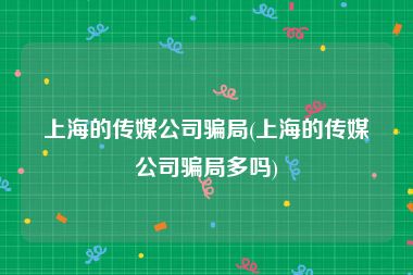上海的传媒公司骗局(上海的传媒公司骗局多吗)