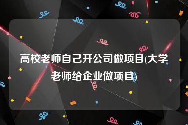 高校老师自己开公司做项目(大学老师给企业做项目)