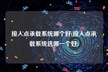 接入点承载系统哪个好(接入点承载系统选哪一个好)