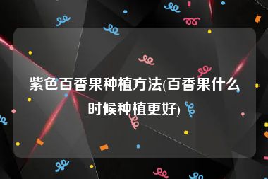 紫色百香果种植方法(百香果什么时候种植更好)