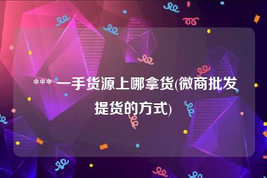  *** 一手货源上哪拿货(微商批发提货的方式)